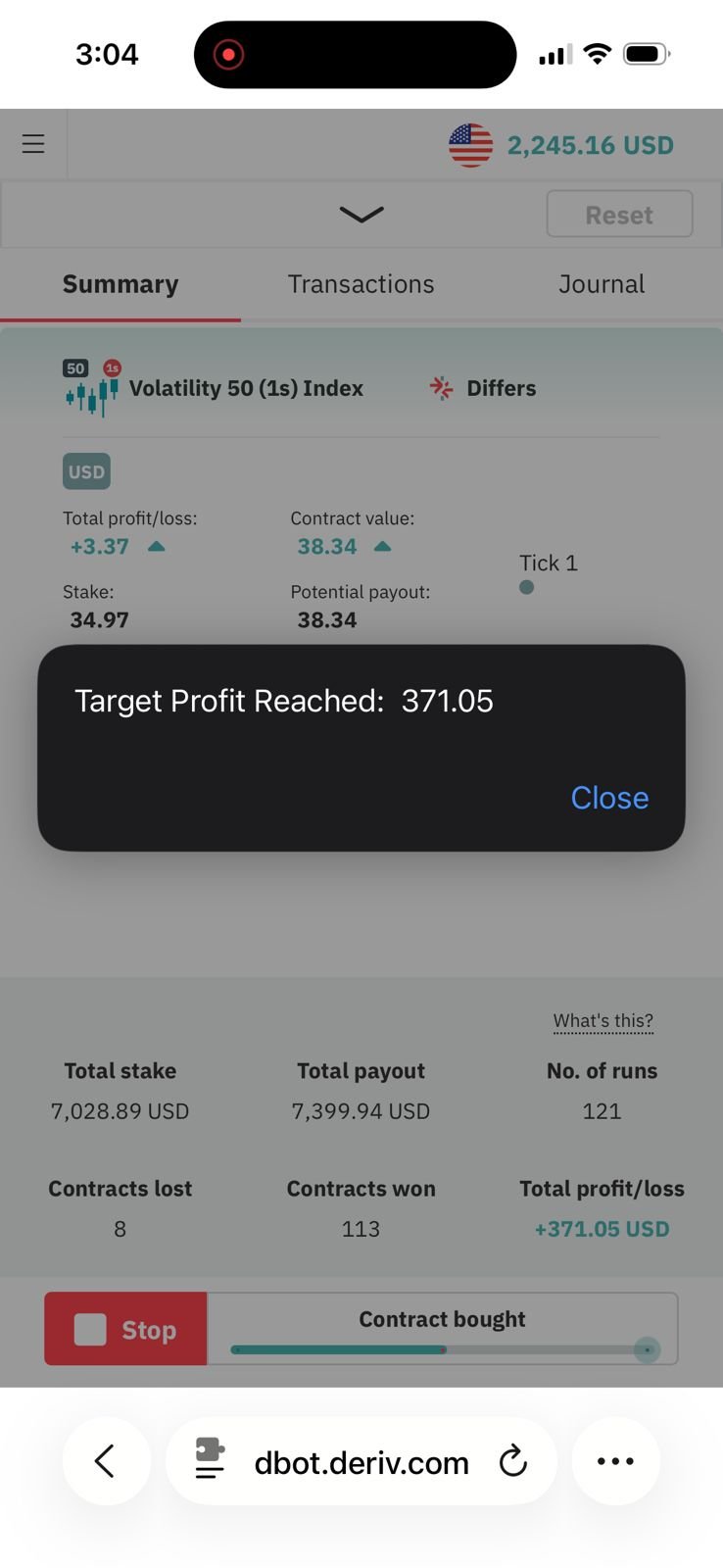 Alpha Deriv Bot Profit